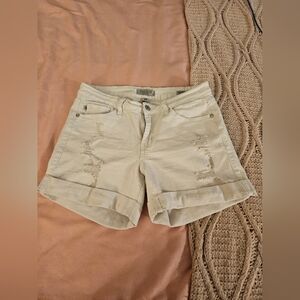 Judy Blue Women's Jean Shorts Size 28 Whire‎ Cuffed Stretch Denim Mid-Rise